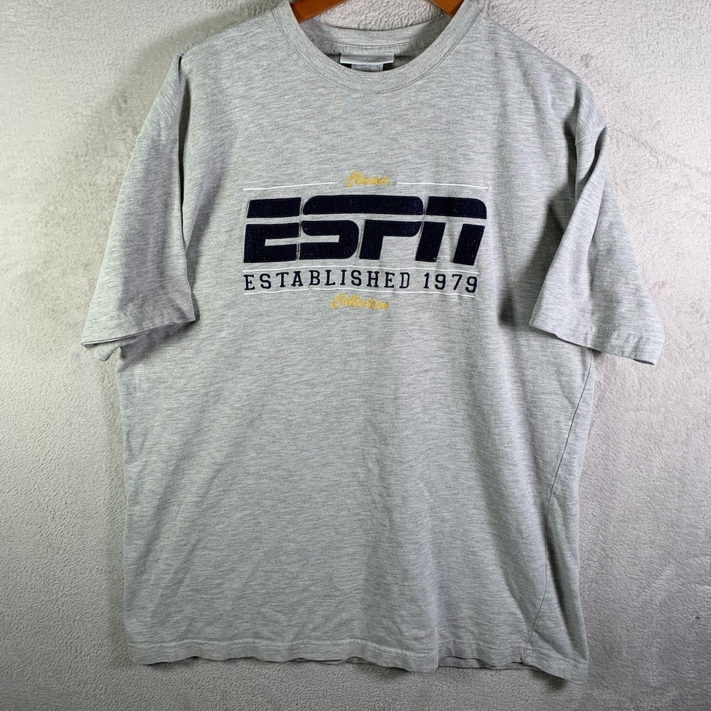 Vintage ESPN Shirt Mens XL Gray Classic Collection Established 1979 Sports 2000s